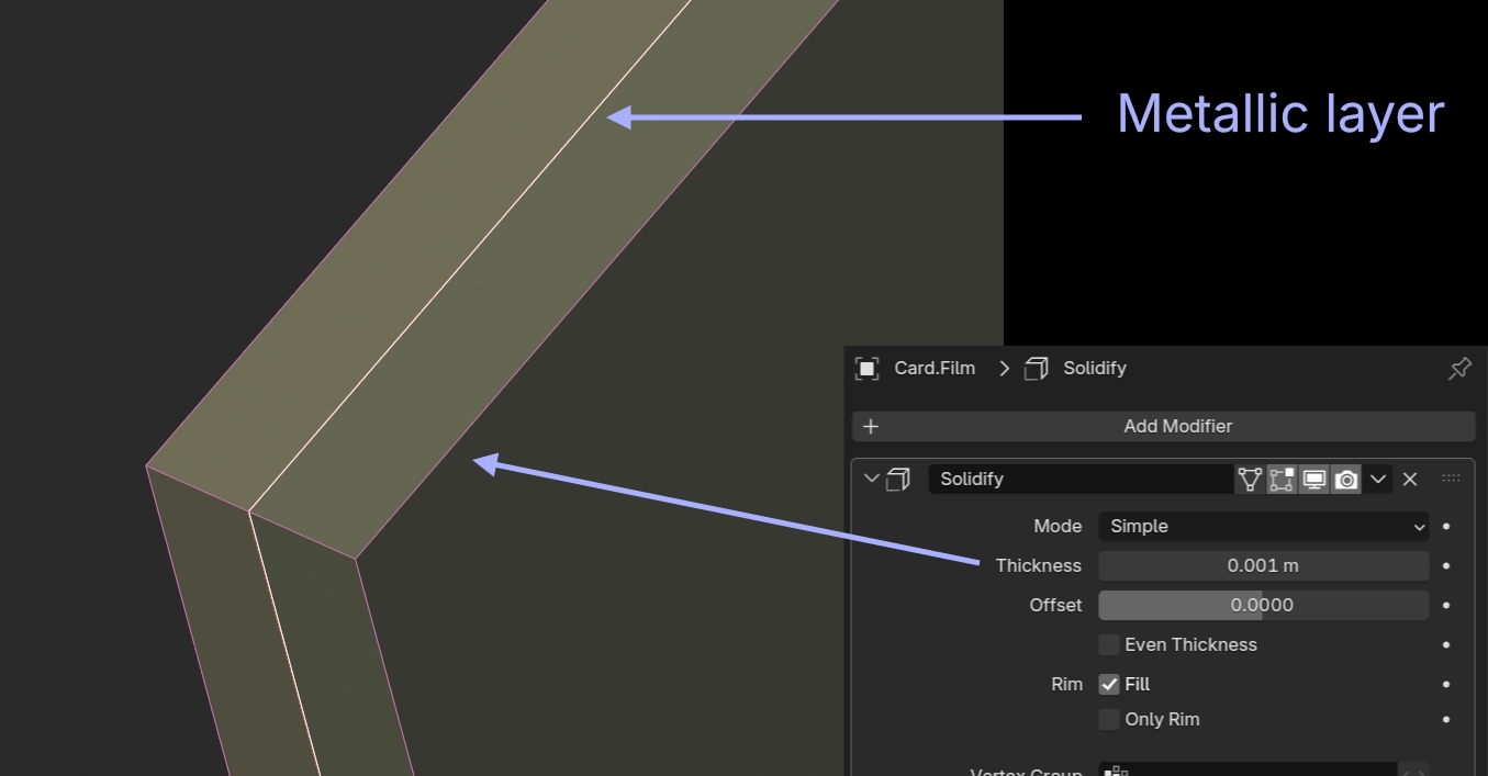 Screenshot of the plane and the solidified coating mesh
