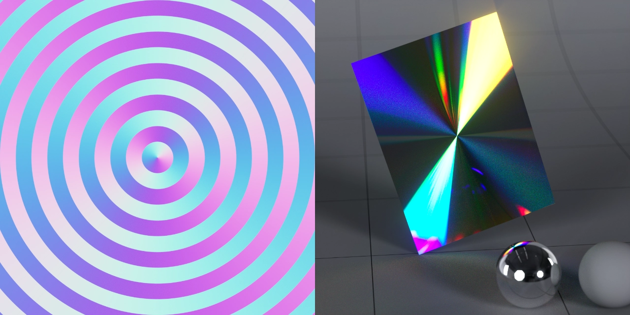 Visualization of how radial microscopic grooves create the typical CD diffraction grating